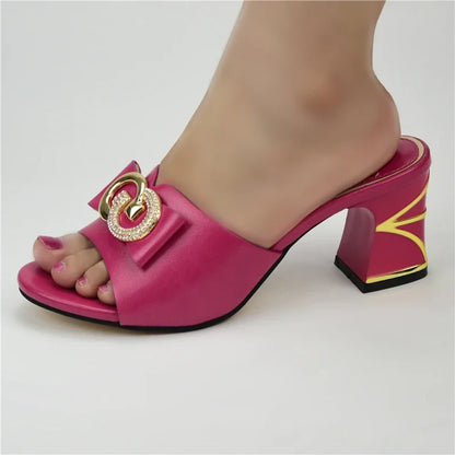 Ladies Sandals with Heels Summer High Heeled Shoes for Women Italian Women Wedding Shoes Decorated with Rhinestone
