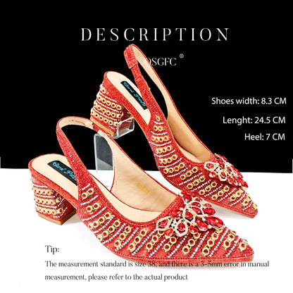Rhinestone Big Pumps And Bag To Party INS Style Pointed-Toe Shoes And Bag Elegant High Heels for Women