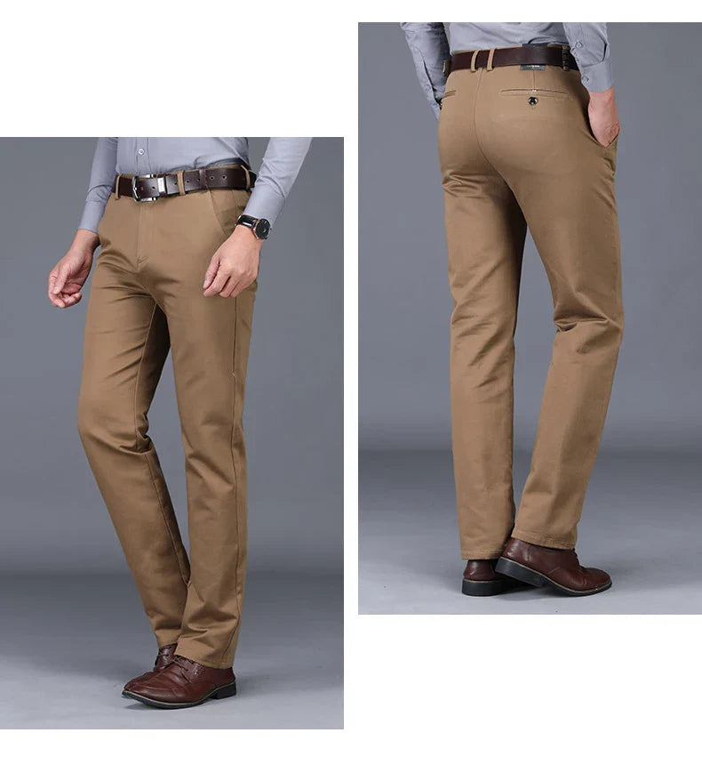 Business Men's 98% Cotton Straight Casual Pants Plus Size Loose Stretch Autumn Winter Office Trousers Classic Male Clothing