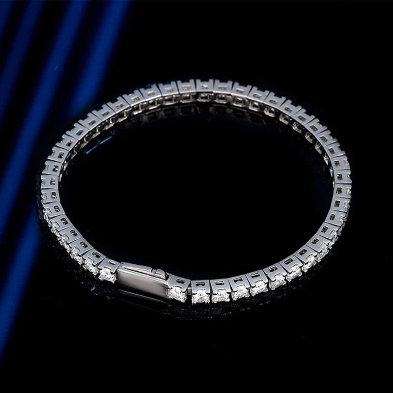 Real GRA Certified D Color 3mm 0.1CT Full Moissanite Tennis Bracelet For Women S925 Silver Diamond 14-23cm Link Bracelets