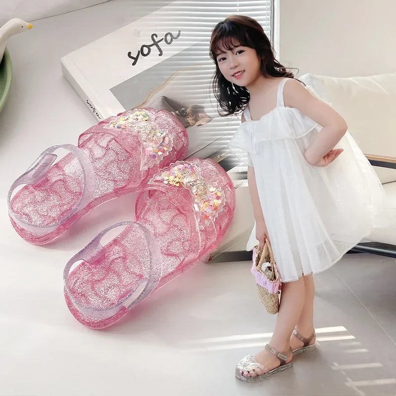 2025 New Summer Children's Sandals Little Princess Shoes Girls Sandals Baby Jelly Shoes Girls Beach Shoes