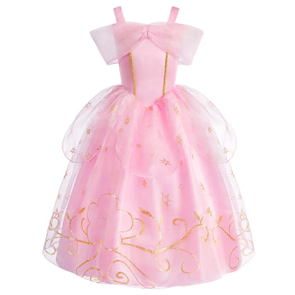 Baby Girl Party Ball Gown Girls Pink Dress Sets Child Christmas Clothes Kids Halloween Sleeping Beauty Aurora Princess Dresses