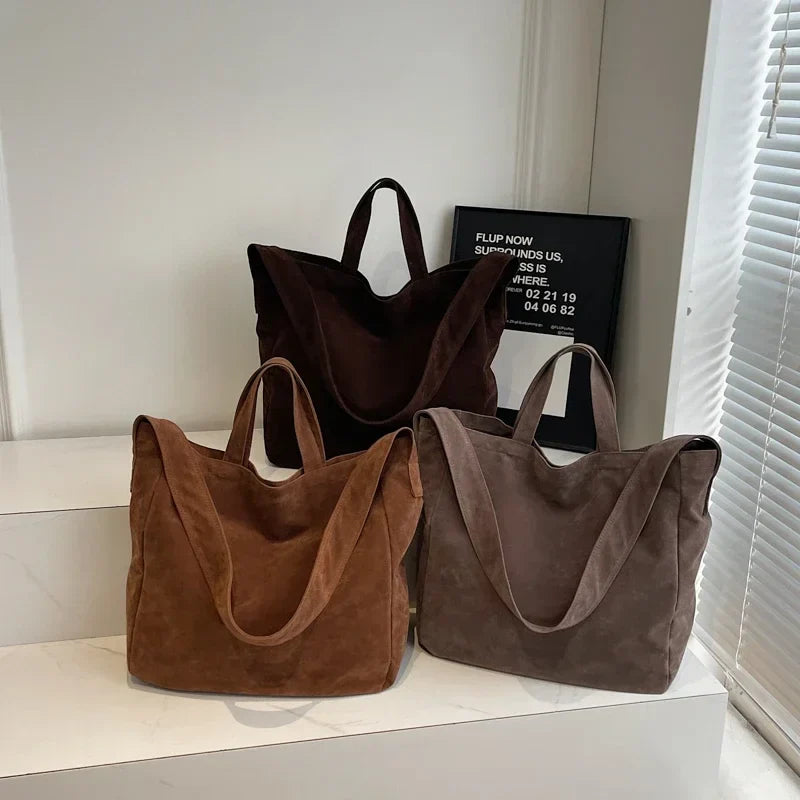 Large Capacity Velvet 2024 Hot Selling Tote Bag Zipper Solid Color Popular Fashion Handbag Soft Simple Commuting Shoulder Bag