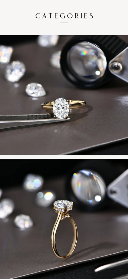 Oval Cut 9*7mm 2CT D VVS1 Moissanite Rings S925 Sterling Silver for Women Engagement Wedding Lady's Jewelry Gift Luxury