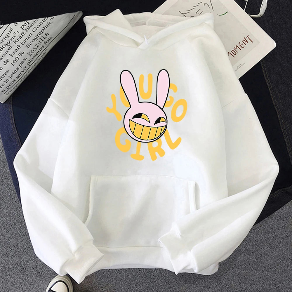 Hoodie Fashion Women Harajuku Funny Cute Rabbit Hoodie Unisex Cartoon Vintage Pullover Sweatshirt