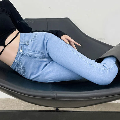 Skinny Jeans for Woman Super Stretch Blue Gray Denim Pants