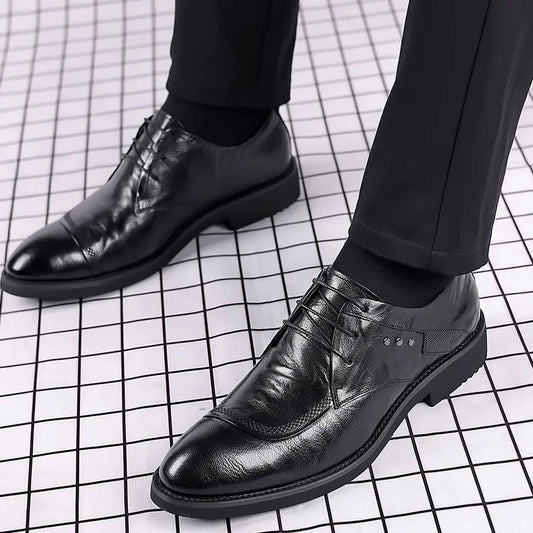 Men’s Genuine Leather Dress Shoes – Black/Brown, Formal Lace-Up, EU 40–48