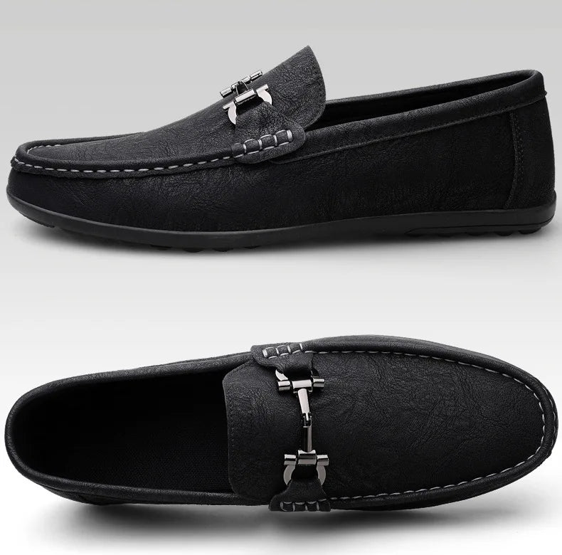 Men's shoes large size simple men's lazy casual shoes for men's black light driving loafers men's shoes leather shoes