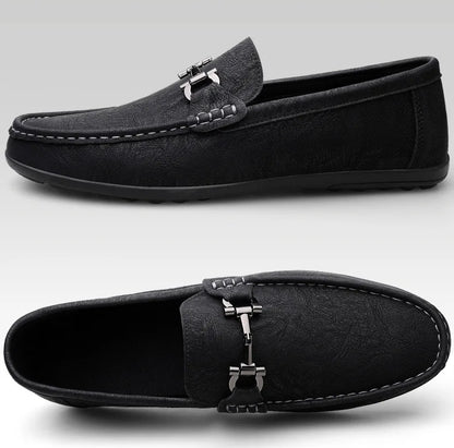 Men's shoes large size simple men's lazy casual shoes for men's black light driving loafers men's shoes leather shoes