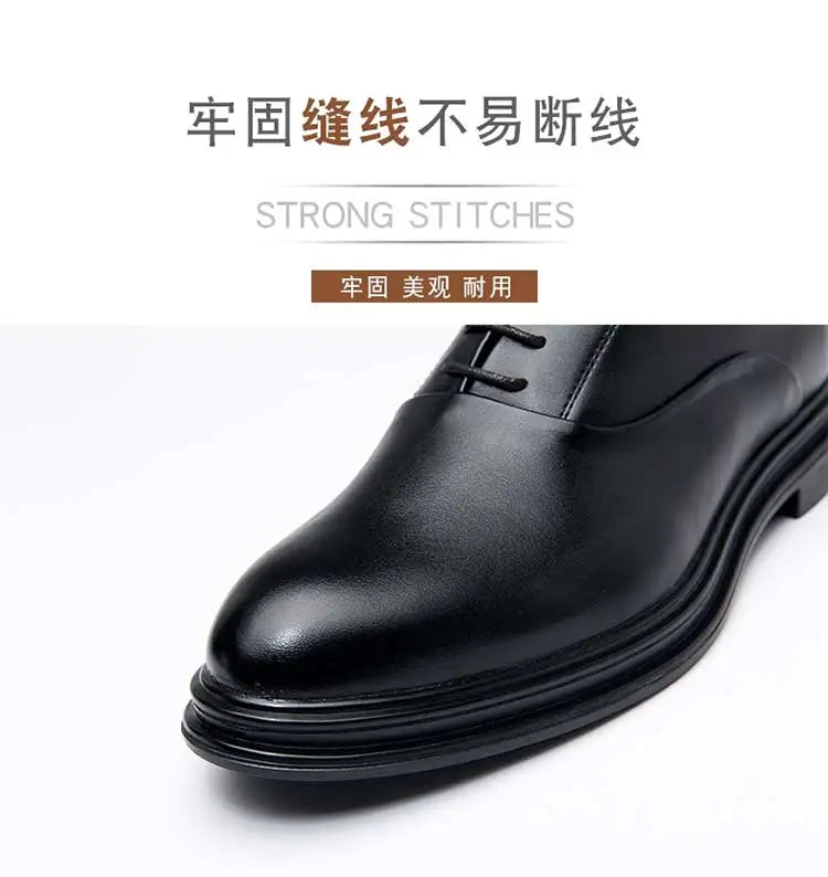 Business Formal Leather Shoes Men's Casual with Suit Low Top Solid Wedding Shoes Color Fashion Oxford Shoes Pointed Office Shoes