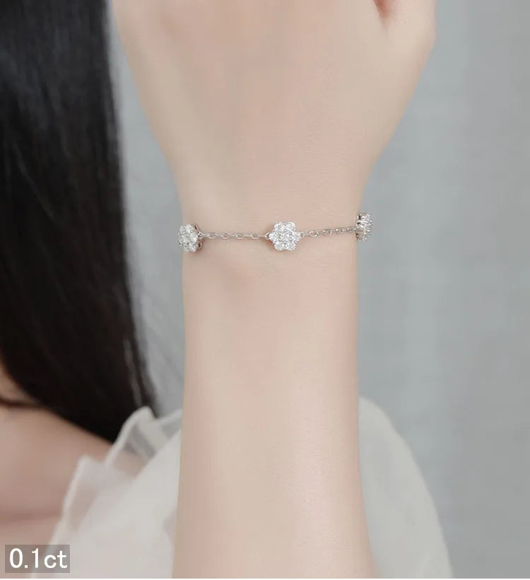 Flower GRA Certified Full 1.5/2.5/3mm D Color Moissanite Bracelet for Woman Men Silver 925 Diamond Hand Link Bracelets Gift