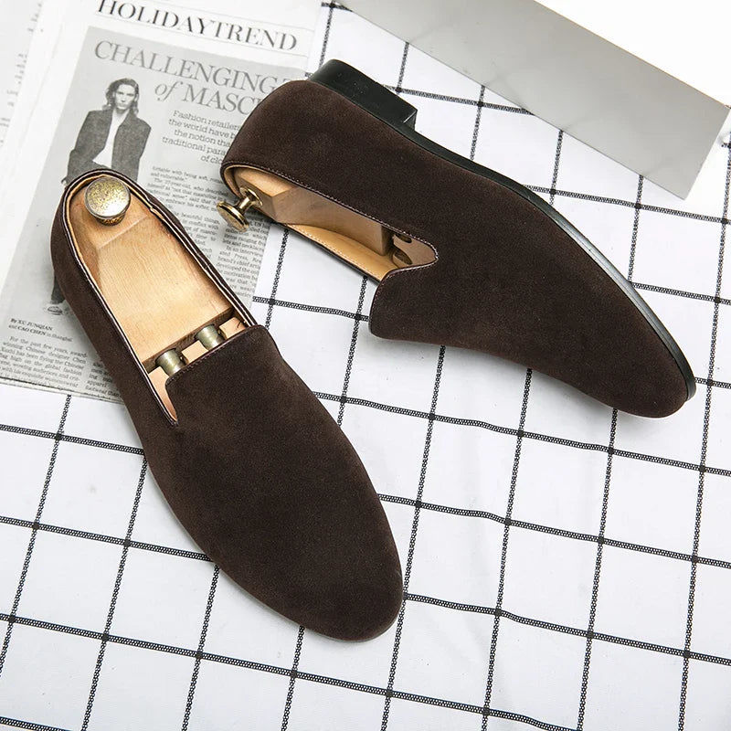 Sapatos Masculinos Mule de Couro Camurça Clássicos de Negócios para Homens Sapatos de Luxo Masculinos Mocassim Sapatos Masculinos Slip-On Sociais
