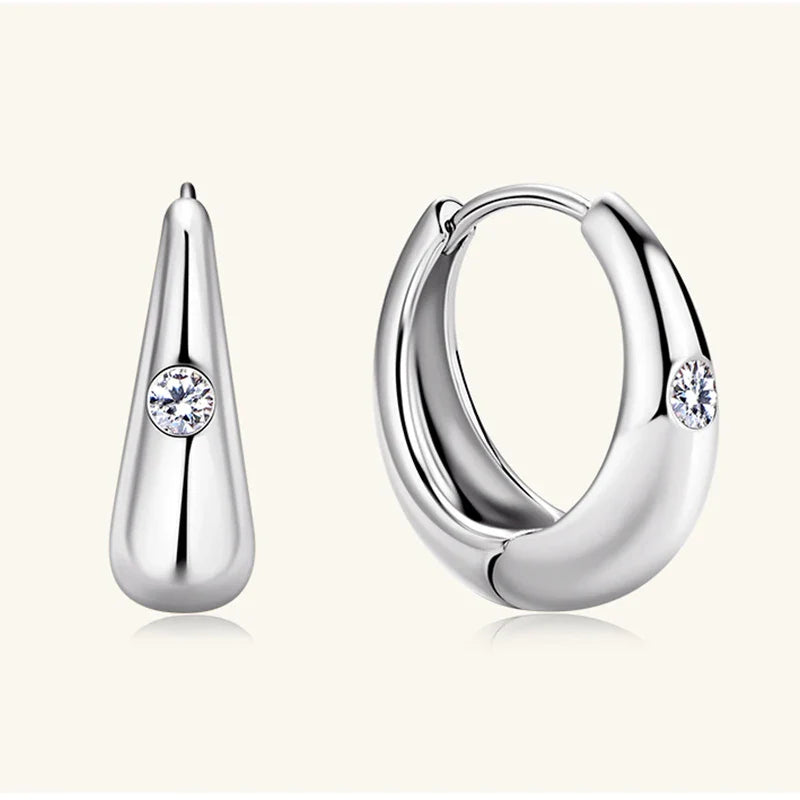 Premium Real 0.12cttw Moissanite Hoop Earrings for Women Girls S925 Silver Earring Party Fine Jewelry Small Ear Buckle Gift