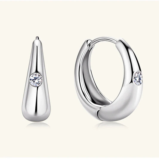 Premium Real 0.12cttw Moissanite Hoop Earrings for Women Girls S925 Silver Earring Party Fine Jewelry Small Ear Buckle Gift