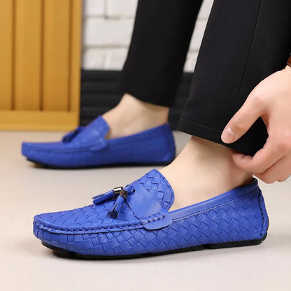 White Loafers Men Handmade PU Leather Loafers Shoes Slip on Casual Driving Flats Comfortable Moccasins Size 48 Men Shoes