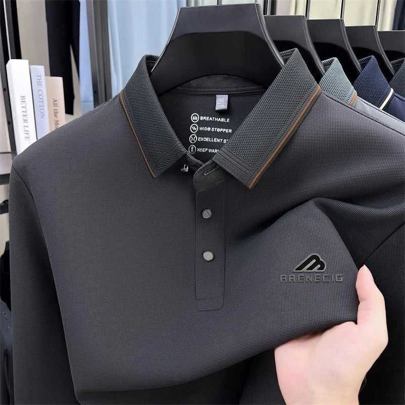 Men's long sleeved T-shirt shirt collar polo shirt 2025 spring autumn new casual wear horse logo