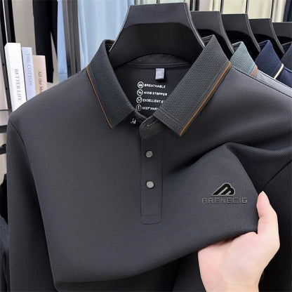 Men's long sleeved T-shirt shirt collar polo shirt 2025 spring autumn new casual wear horse logo