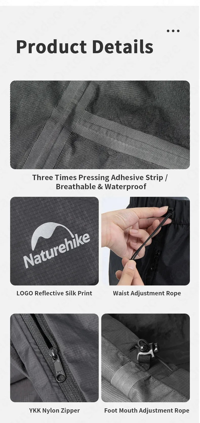 Naturehike Rainproof Pants Outdoor Hiking travel Waterproof Breathable Fishing Pants Ultralight Portable Windproof Camping Pants