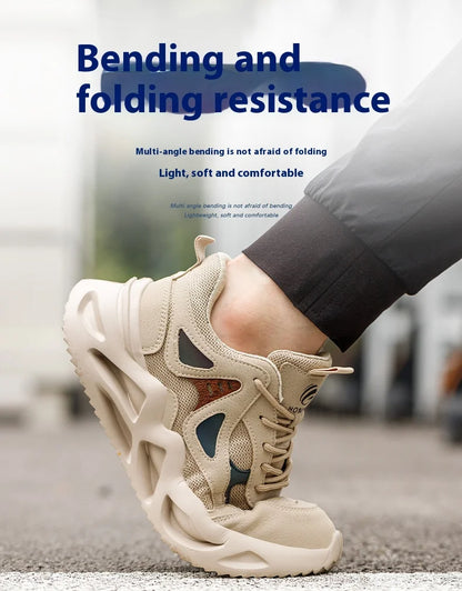 Breathable Men Work Shoes Indestructible Safety Shoes Lightweight Protective Sneakers Safety Steel Toe Shoes Men Puncture-Proof