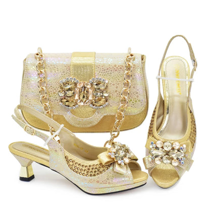 Lastest Italian Design Fashion Style Ladies Shoes with Matching Bag Set 2026 Nigerian Shoes and Bag Set! HX1-1