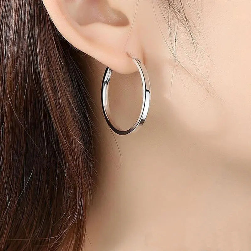 Senlissi - New Fashion 18K Gold Plated Hoop Earrings For Women 925 Sterling Silver Earring Cерьги Kольца Jewelry Girlfriend Gift