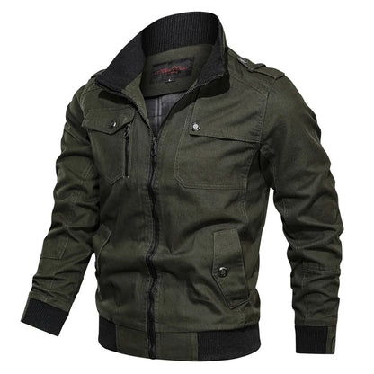 Men’s military bomber jacket, windproof autumn winter casual outdoor coat, plus size M–5XL