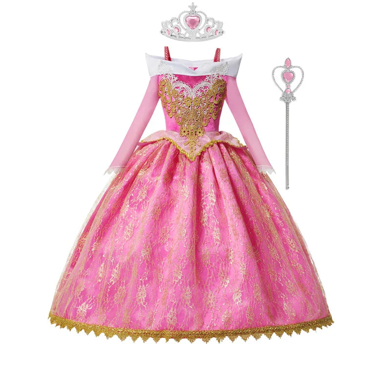Vestido de Luxo Princesa Branca de Neve com Capa para Meninas Fantasia Infantil Cosplay de Fada Roupa de Carnaval para Crianças Vestido de Halloween