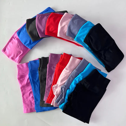 2 Pieces Yoga Set Women Backless Bandeau Sports Bra Scrunch Shorts Yoga Clothing Workout Clothes Outfits Sets Gym Set