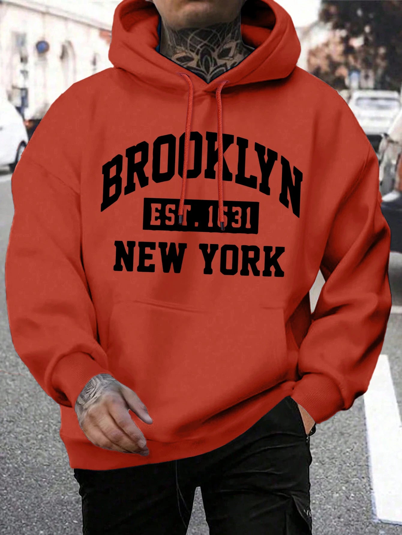 Beooklyn Est 1631 New York Printed Hooded Men Fleece Warm Big Size Hoodies Fashion fur-liner Hoodie Fashion Casual S-XXL Tops