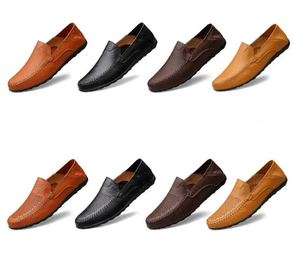 Genuine Leather Men Casual Shoes Luxury Brand Designer Men Loafers Moccasins Breathable Slip on Male Boat Shoes Plus Size 37-47