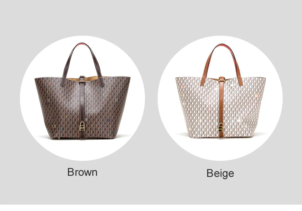 Classic Style Women's Large-capacity Handbag Letters Print Design Small Metal Accessories Exquisite Workmanship