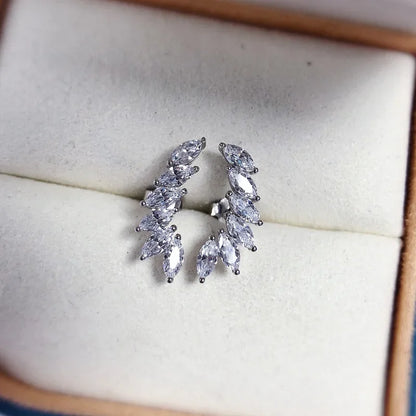 Luxury Solid Platinum PT950 18K gold rose gold Earrings Feather horse eye diamonds simple and elegant earrings with diamonds