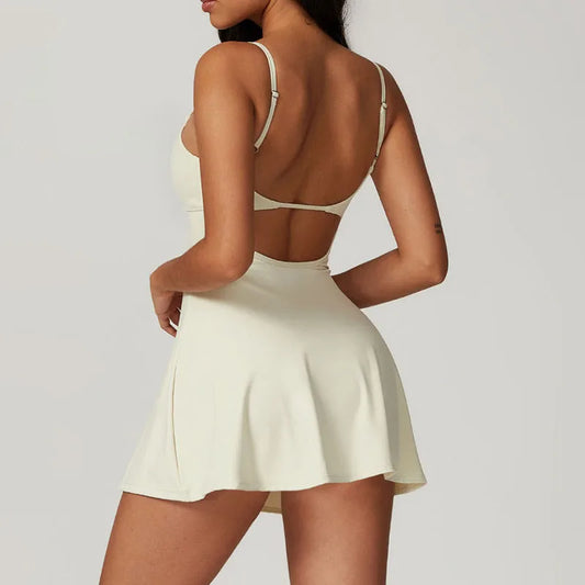 Safe Sports Dress Golf Tennis Gym Yoga Dresses Women Girl Running Workout Long Skirts Fitness Outdoor One Piece Dress