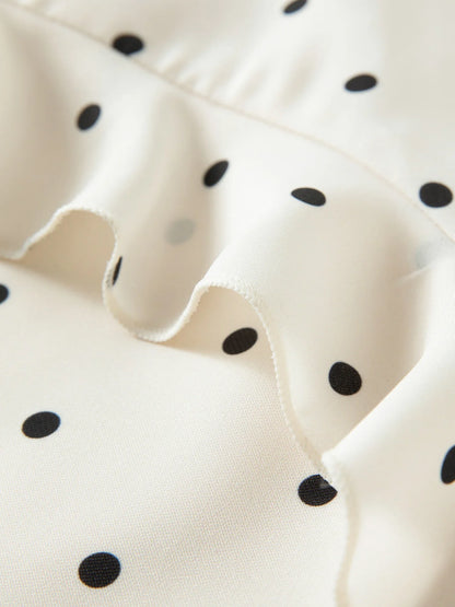 Irregular Ruffle Polka Dot Midi Skirt New Spring High-waisted A-line Skirt for Commuting Knee-length Trendy Korean Style