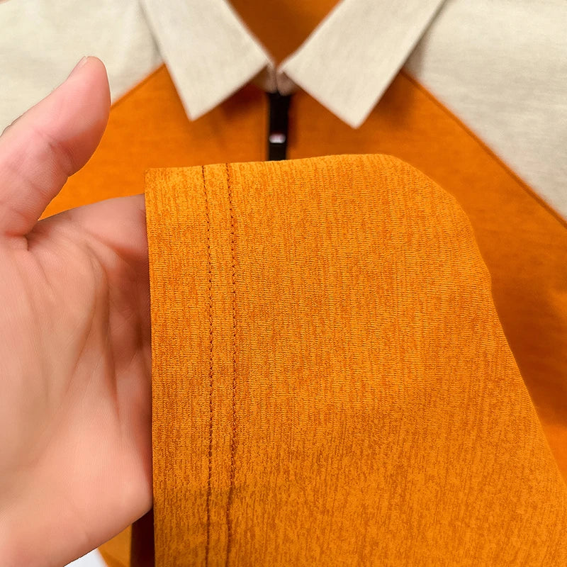 designer original printing summer men's short sleeve polo shirt lapel luxury zipper t-shirt fashion leisure ventilate men's wear
