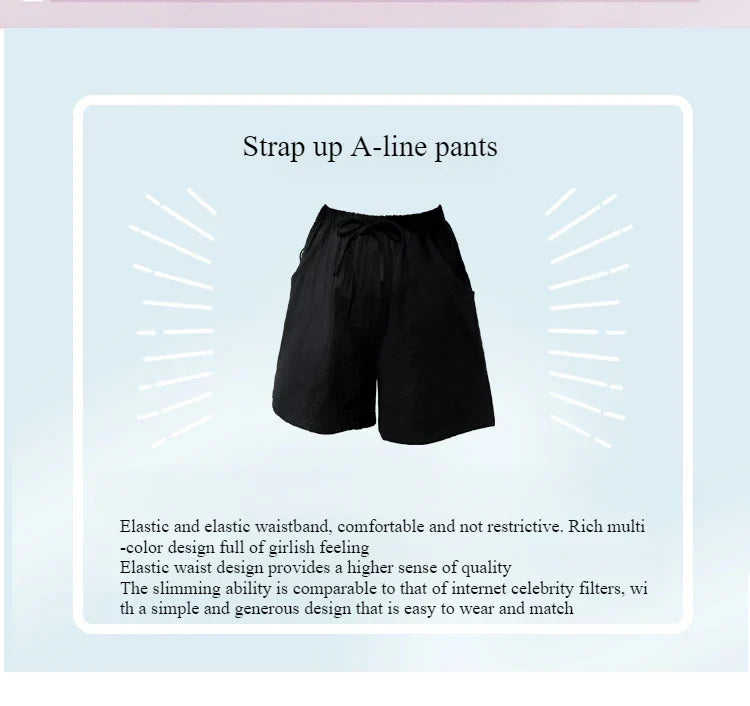 Casual Linen Shorts Women Gym Workout Shorts Cotton Shorts Summer Big Size Loose Home Beach Hot Lace Up Shorts