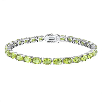 Pure 925 Sterling Silver Women's Hand Bracelets 100% Real Gemstone Natural Topaz Peridot Amethyst Gem Fine Jewelry