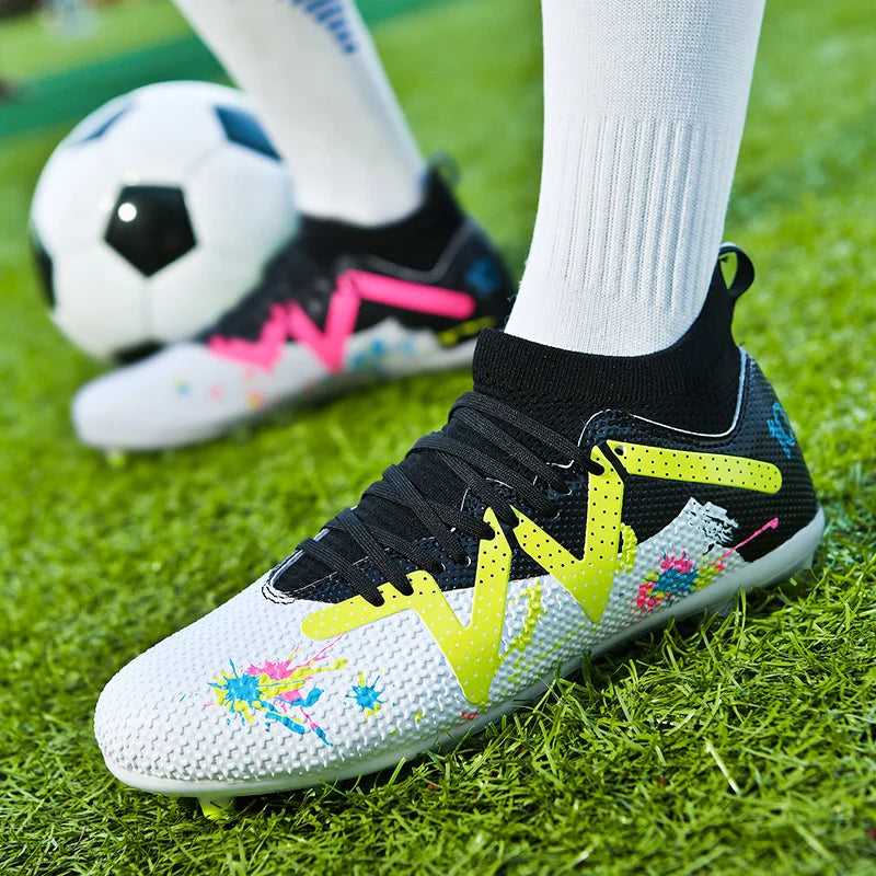 AG FG Athletic Soccer cleats PU Fabric Comfort Upper TPU Anti-slip Long Studs Sole Reliable Quality Adult Kids Training Shoes