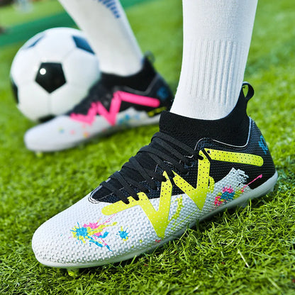 AG FG Athletic Soccer cleats PU Fabric Comfort Upper TPU Anti-slip Long Studs Sole Reliable Quality Adult Kids Training Shoes
