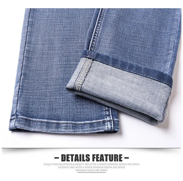 High Quality Spring Autumn Men's Slim Jeans Stylish Casual Stretch Fabric Denim Pants Classic Trousers Smoke Gray Plus Size 40