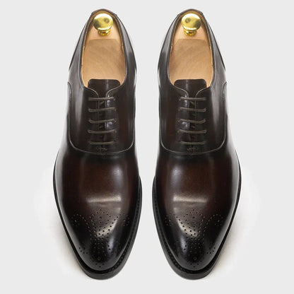 Men's Classic Italian Style Genuine Leather Oxfords Dress Shoes Lace-Up Black/Brown Business Office Wedding Formal Footwear
