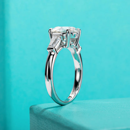3ct Moissanite Engagement  Ring  D Color 925 Sterling Silver With Certificate 3-Stone Wedding Rings For Women