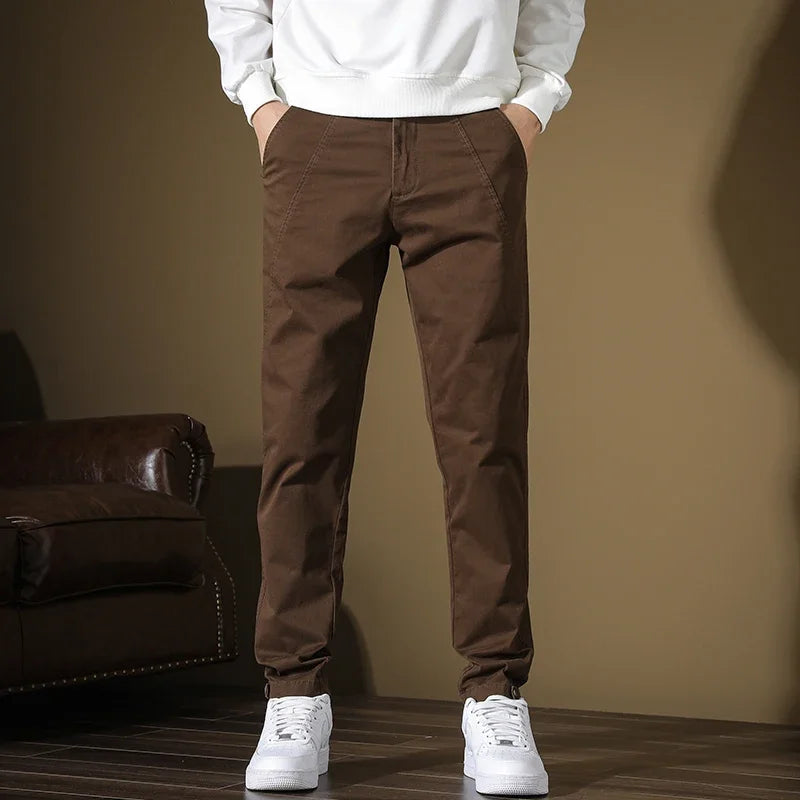 Spring New Men Casual Pants Slim Fit Stretch Arrivals Fashion Button Desinger Men's Streetwear Brand Male Clothing