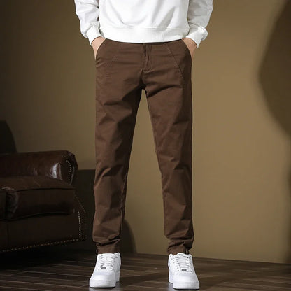 Spring New Men Casual Pants Slim Fit Stretch Arrivals Fashion Button Desinger Men's Streetwear Brand Male Clothing