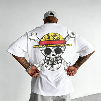 Anime Printed Cotton T-shirt 2026 Men's and Women's Summer New American Street Hip Hop Loose Casual Parent-child Top