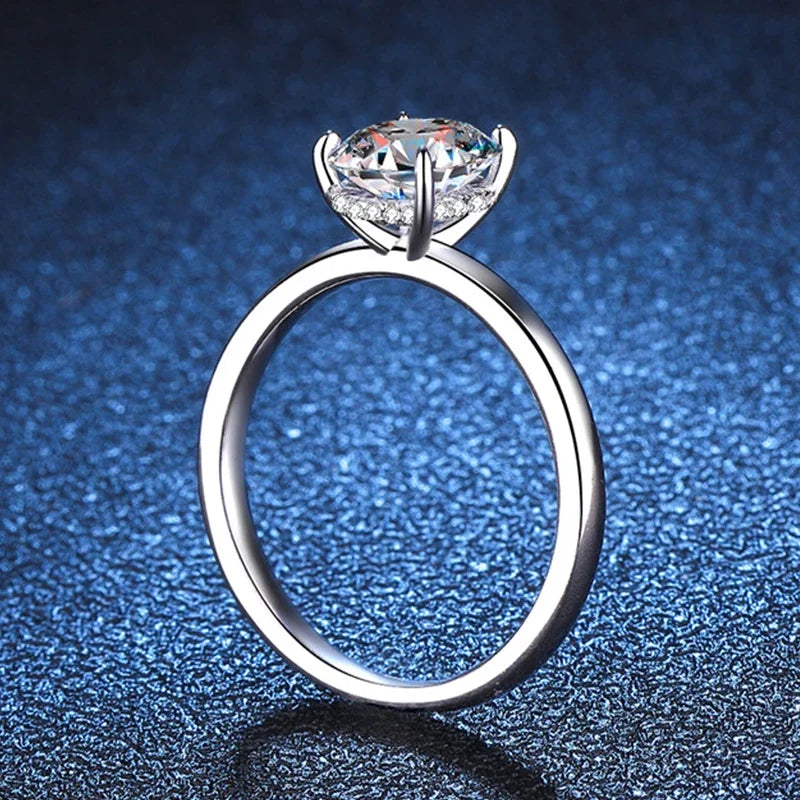 7x9mm 2ct Moissanite Ring S925 Sterling Silver Oval Cut Lab Diamond Wedding Rings for Women Engagement Promise Band Gift