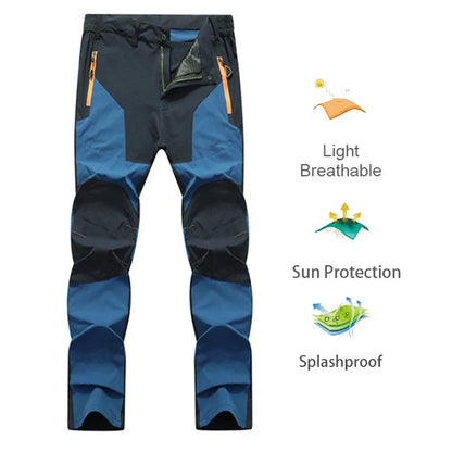 Men Summer Sports breathable Pants Hiking Trousers Camping Splash Prevention Quick Dry UV Resistant Elastic Thin