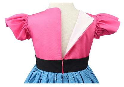 Fly-sleeve Cat Striped Princess Dress Girls Summer Dresses Gabbys Dollhouse Cosplay Costume Carnival Outfits Kids Birthday Gift