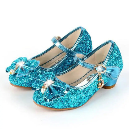 Spring Children Shoes Girls High Heel Princess Dance Sandals Kids Shoes Glitter Leather Fashion Girls Party Dress Wedding Shoes
