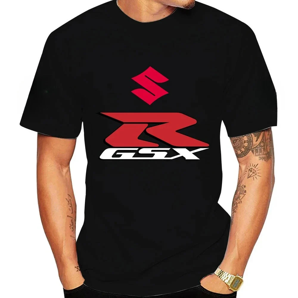 GSX-R New 100% Cotton Trendy Men T-shirt Summer Daily Outdoor Sports Party Casual Loose Comfortable Street Short-sleeve